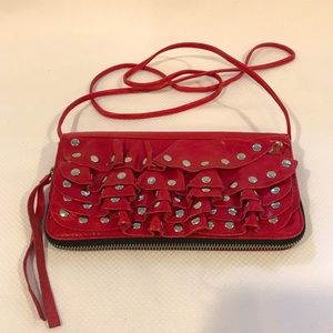 Susan Farber Collections Crossbody Studded Clutch Purse Color Red